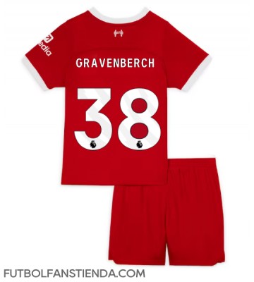 Liverpool Ryan Gravenberch #38 Primera Equipación Niños 2023-24 Manga Corta (+ Pantalones cortos)